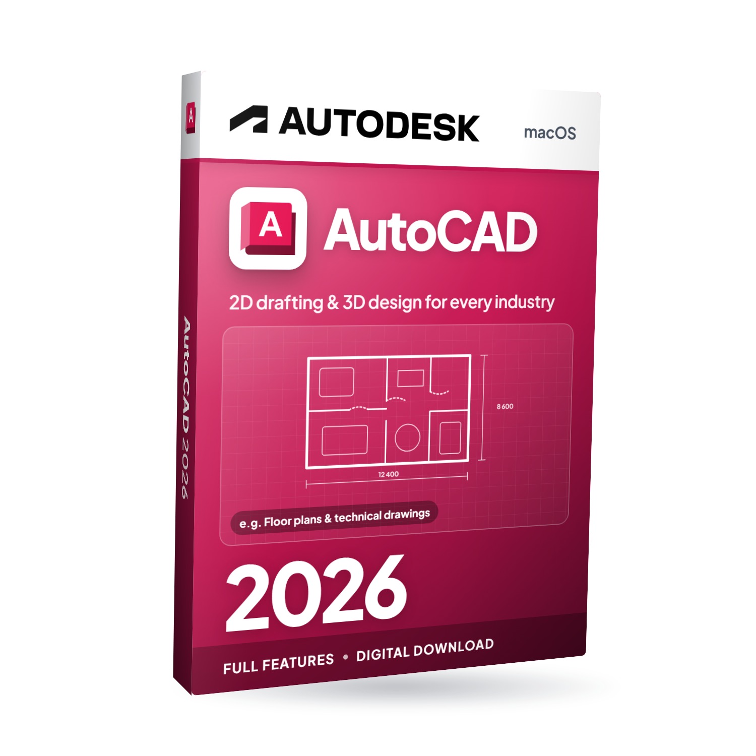 Autodesk AutoCAD 2026 for MacOS software box