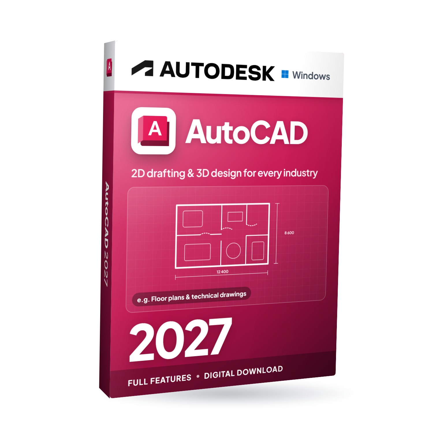 Autodesk AutoCAD 2027 for Windows software box