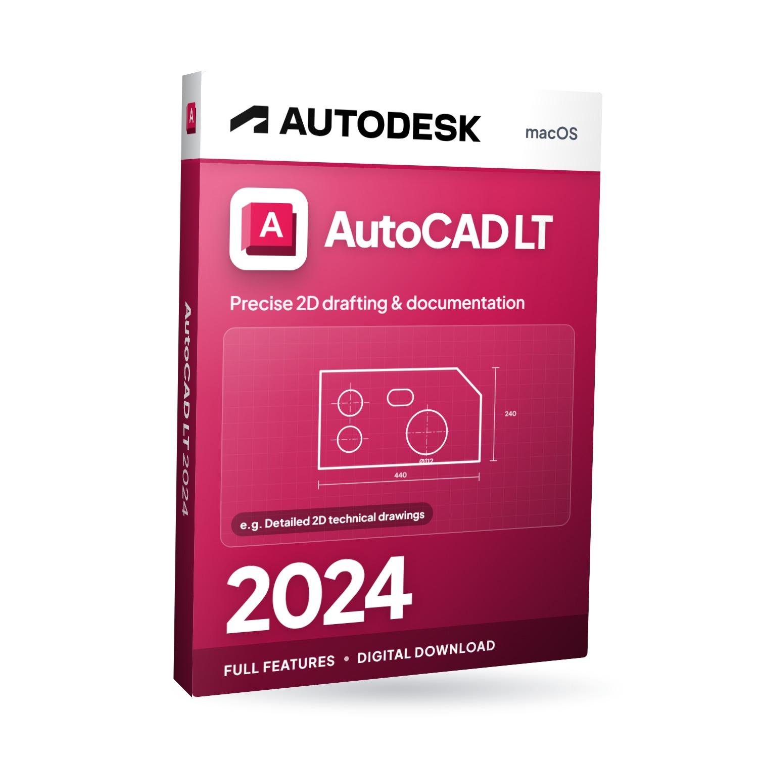 Autodesk AutoCAD LT 2024 for MacOS software box