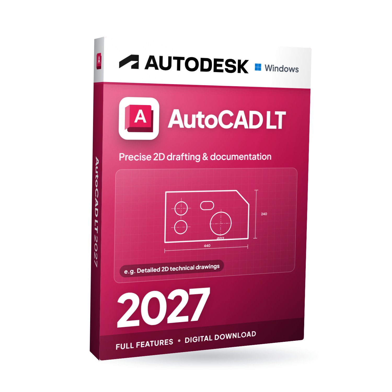 Autodesk AutoCAD LT 2027 for Windows software box