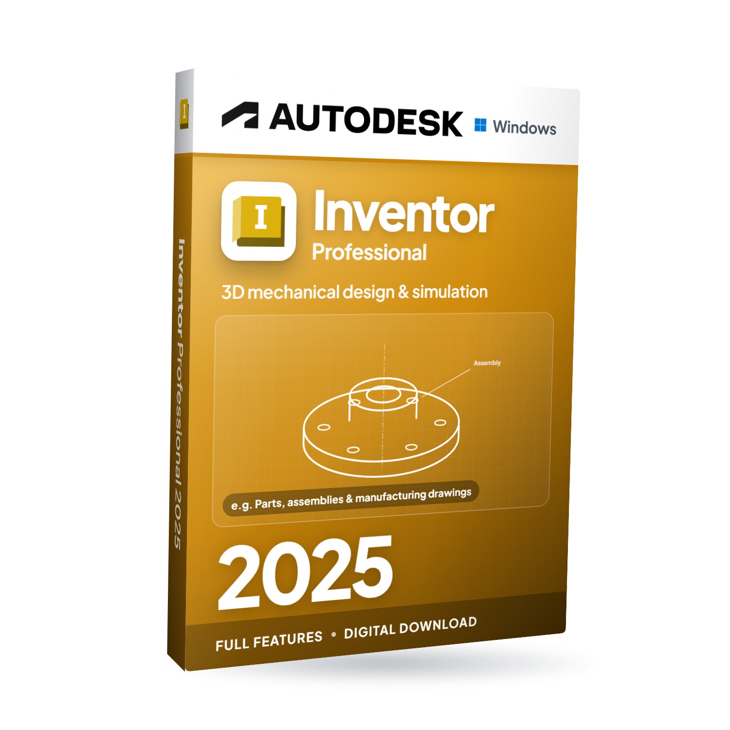 Autodesk Inventor Professional 2025 for Windows software box