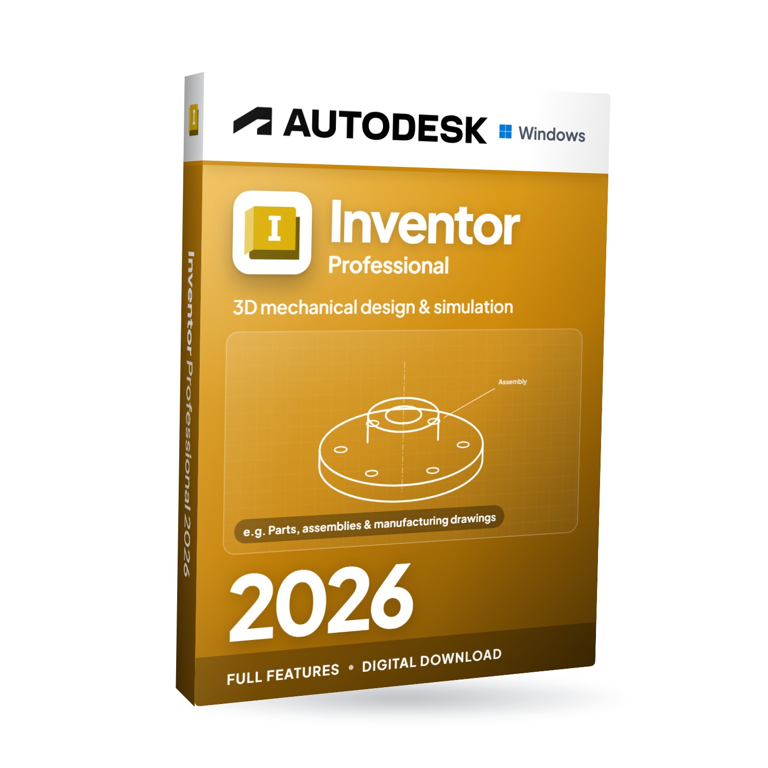 Autodesk Inventor Professional 2026 for Windows software box