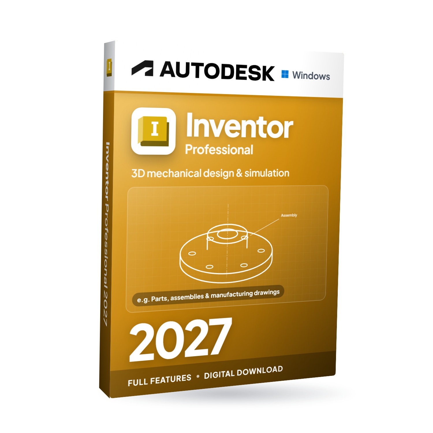 Autodesk Inventor Professional 2027 for Windows software box